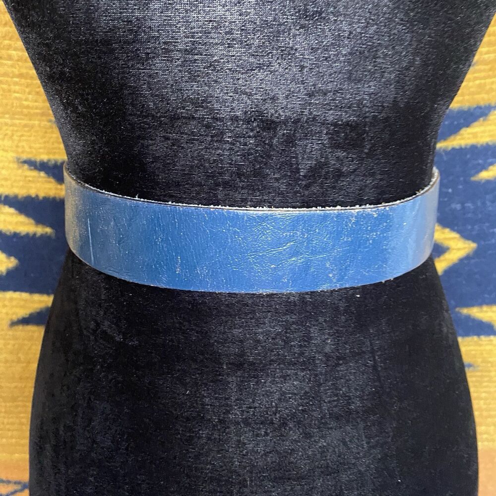 Vintage 70’s Dodge Van Brass Buckled Blue Smitty’s Leather Belt. Van Life. - Picture 2 of 14